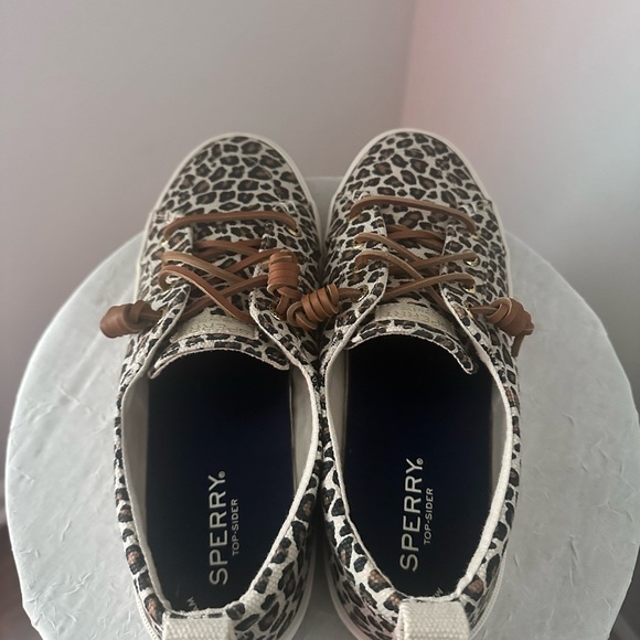 Women's Sperry Top-Sider Crest Vibe Animal Print Textile Sneaker Tan/Black 8 - Picture 11 of 11